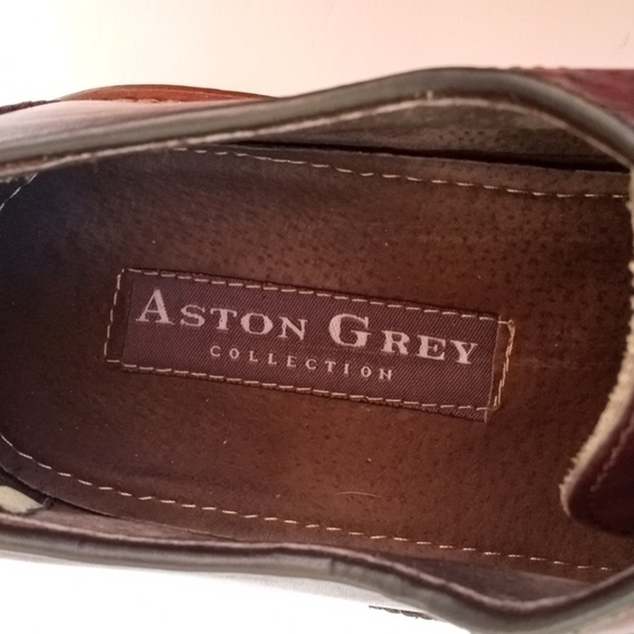 Aston Grey Men's leather Oxfords, 9.5,  Burgundy Brown, Pre-owned - Picture 5 of 14